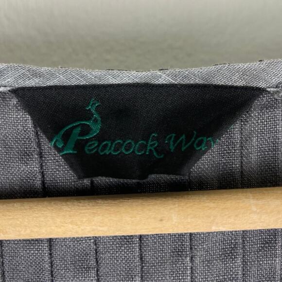 Peacock Ways Cotton Medium Grey Flower Tunic Artisan Lagenlook Dress Pink Ribbon - Picture 6 of 12